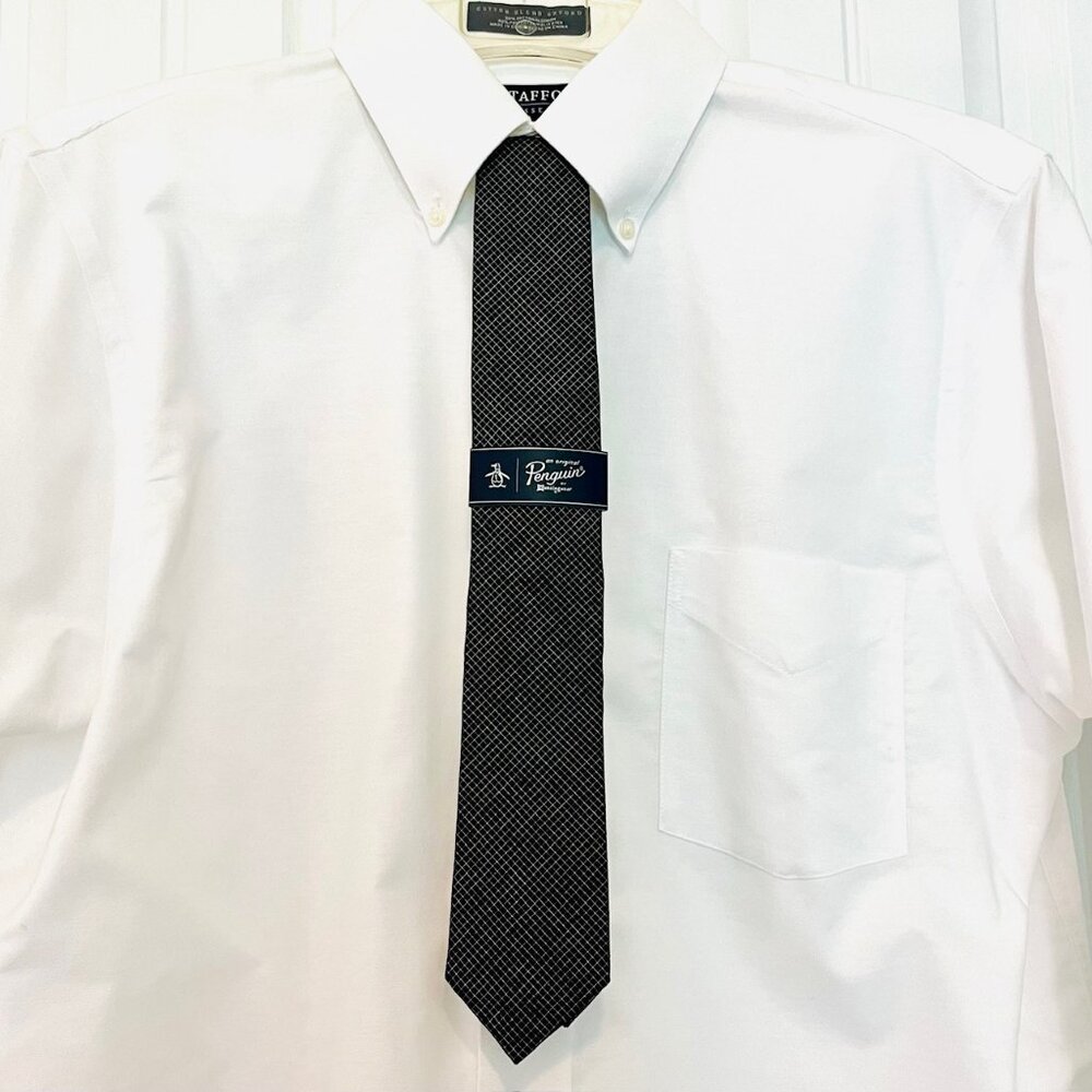 Original Penguin Ballantyne Micro Check Slim Tie in Black / New With Tags